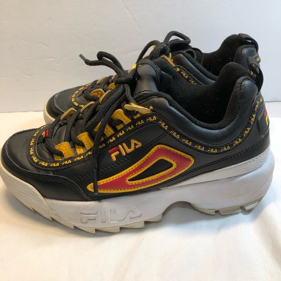 Fila Disruptor 2 Black Yellow Orange Athletic Shoes Sneakers Youth Size 4 - Picture 3 of 8
